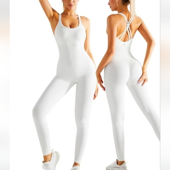 NWT One Piece Ribbed Jumpsuit Long Strappy Back - Picture 1 of 5